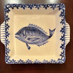 Vietri Ceramic Tray with Blue Fish Design